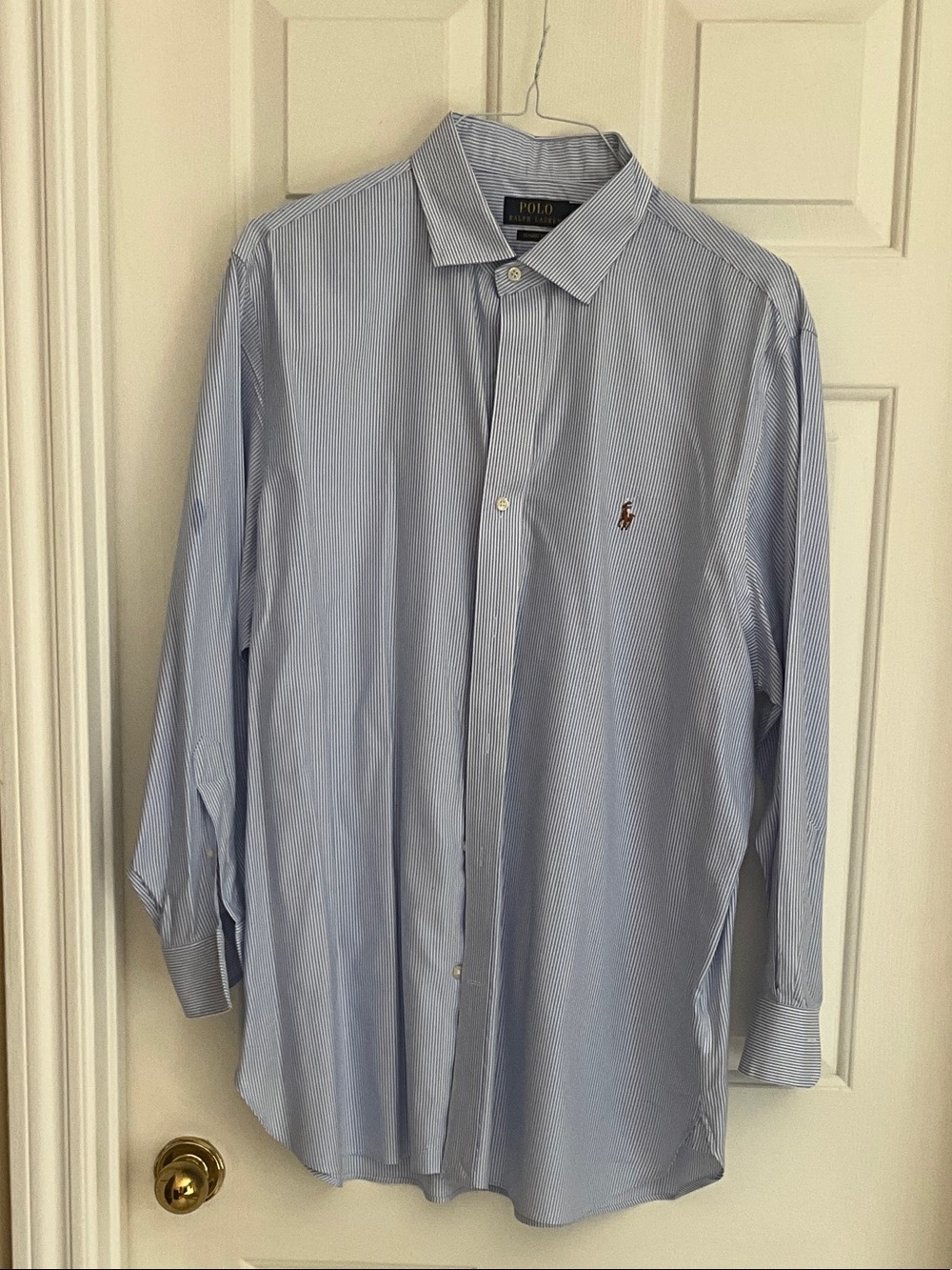 Polo by Ralph Lauren Light Blue Pinstripe Men's Dress Shirt with Pony Logo